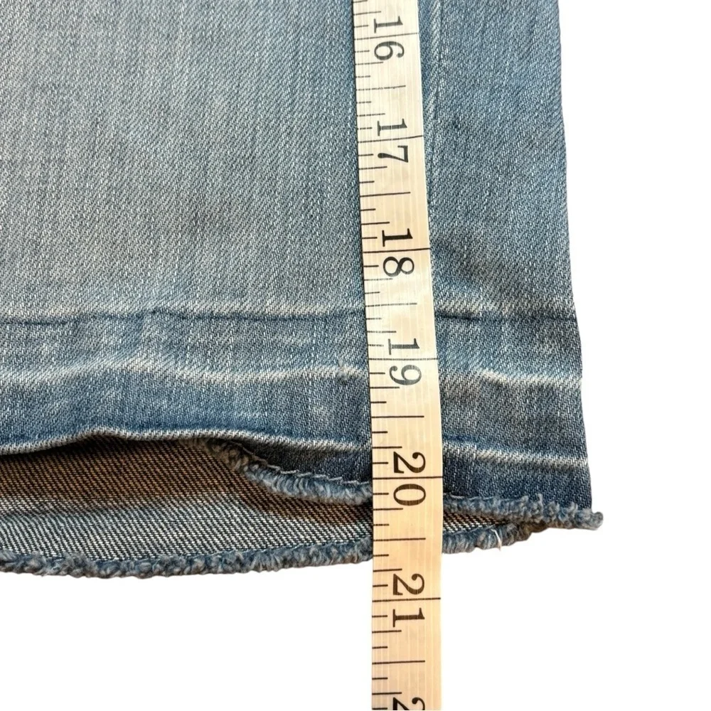 J Crew Frayed Raw Hem Denim Pencil Skirt Size 28